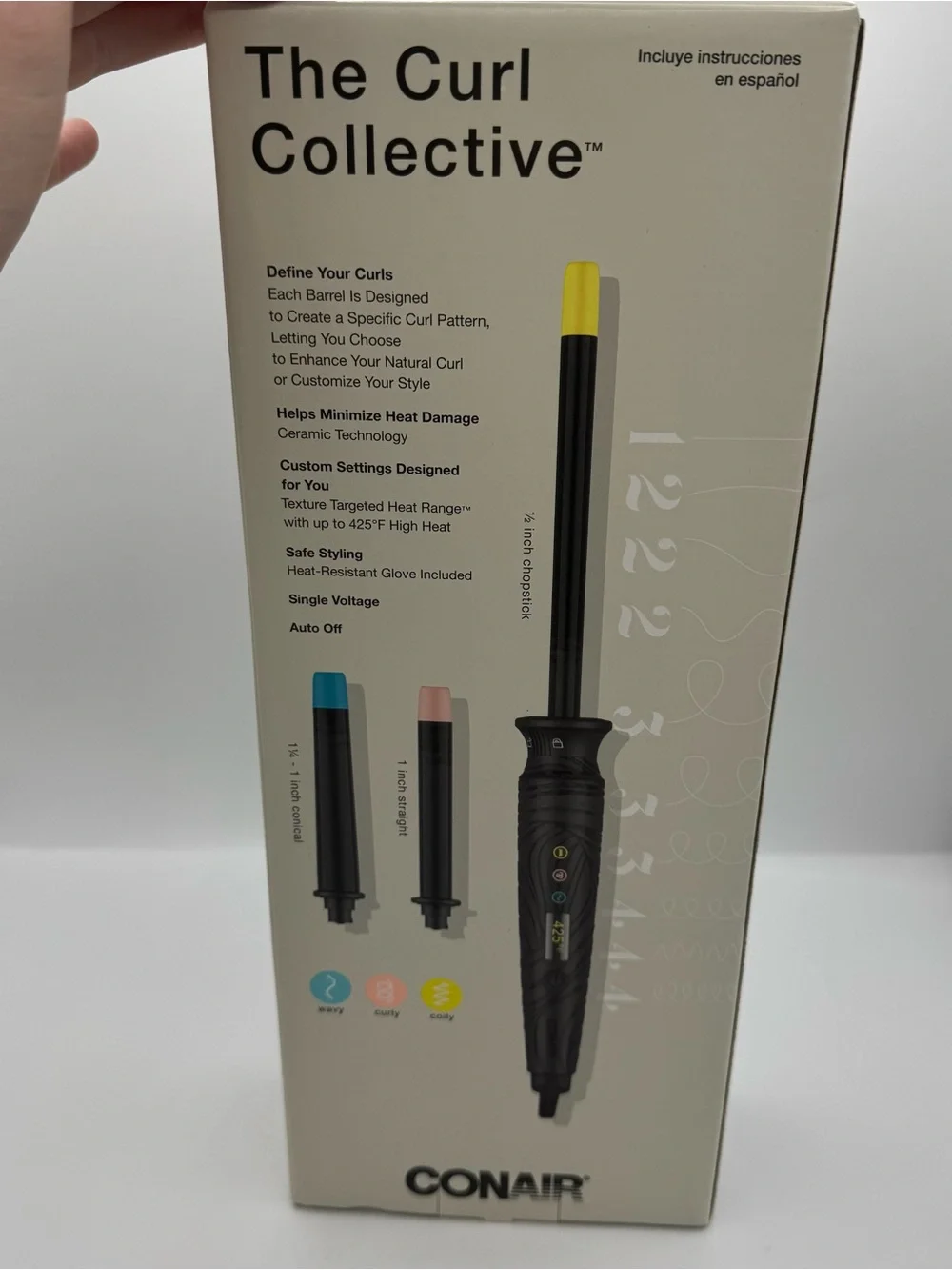 Conair The Curl Collective 3-in-1 Ceramic Curling Wand, 3 Interchangeable